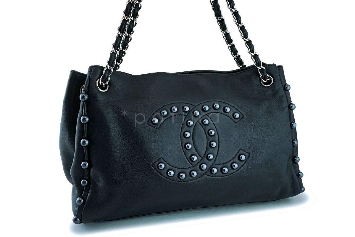 Chanel Black Soft Lambskin Pearl Obsession Tote Bag SHW - Image 3