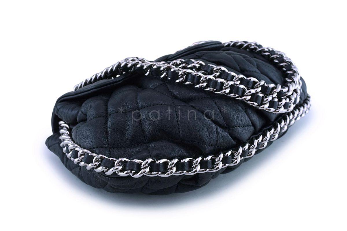 Chanel Black Textured Calf Medium Chain Around Crossbody Flap Bag SHW - Image 7