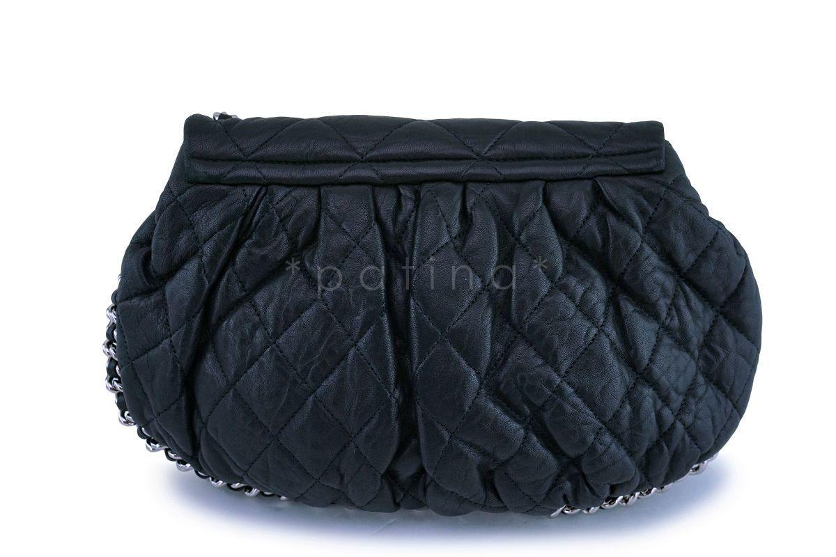 Chanel Black Textured Calf Medium Chain Around Crossbody Flap Bag SHW - Image 5