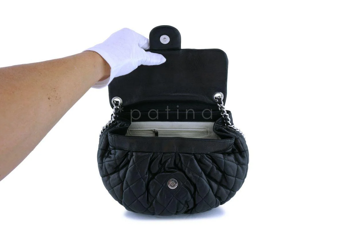 Chanel Black Textured Calf Medium Chain Around Crossbody Flap Bag SHW - Image 11