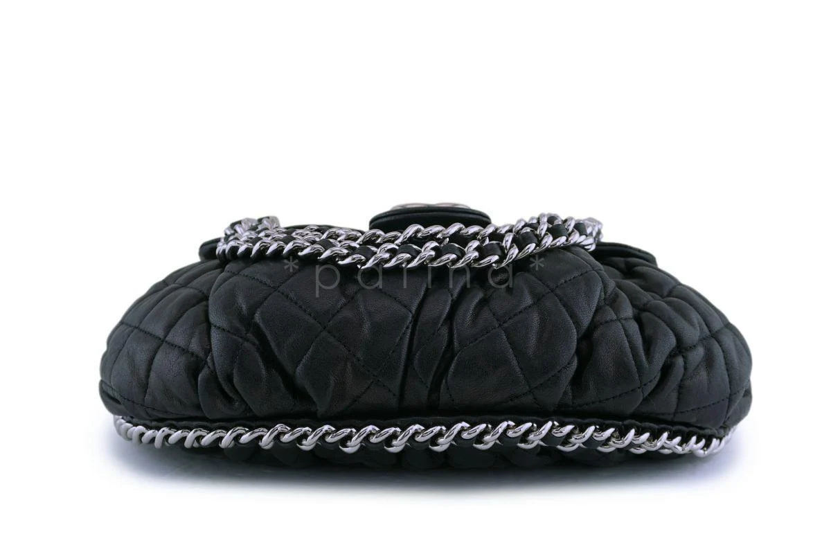Chanel Black Textured Calf Medium Chain Around Crossbody Flap Bag SHW - Image 2