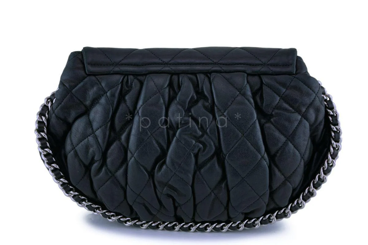 Chanel Black Textured Calf Medium Chain Around Crossbody Flap Bag SHW - Image 4