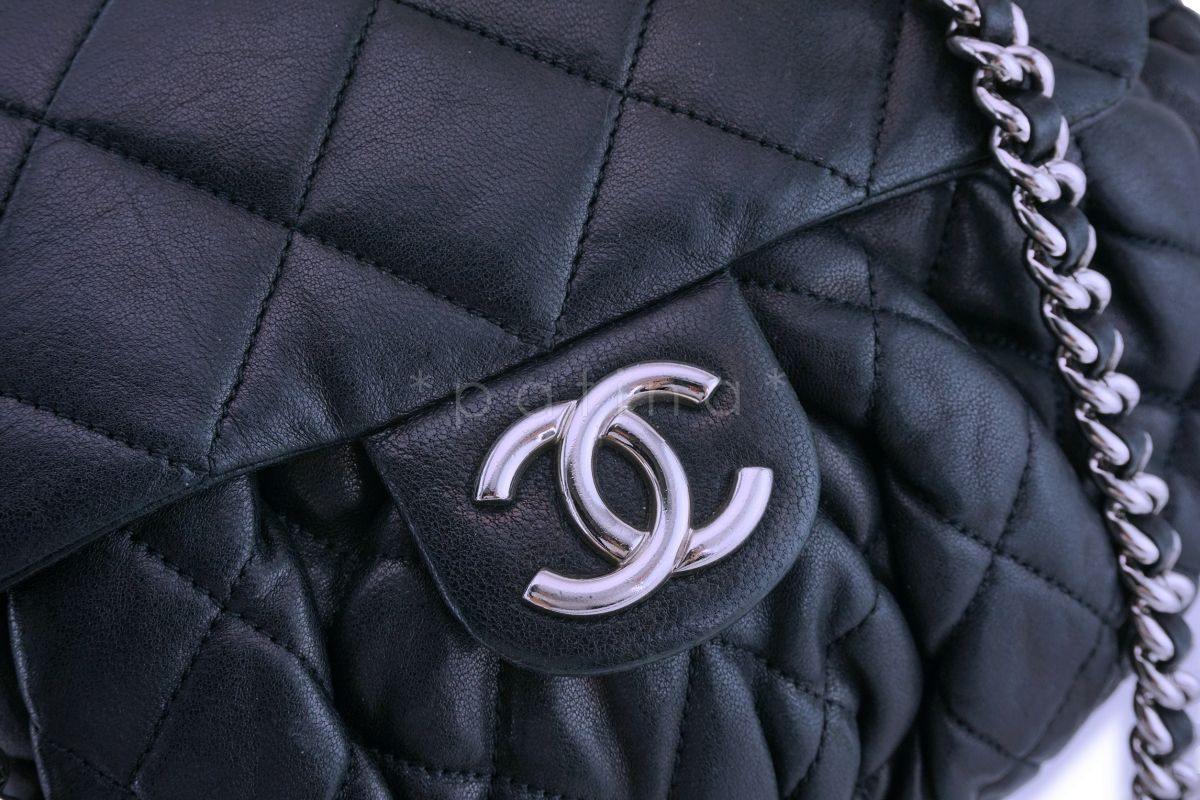 Chanel Black Textured Calf Medium Chain Around Crossbody Flap Bag SHW - Image 5