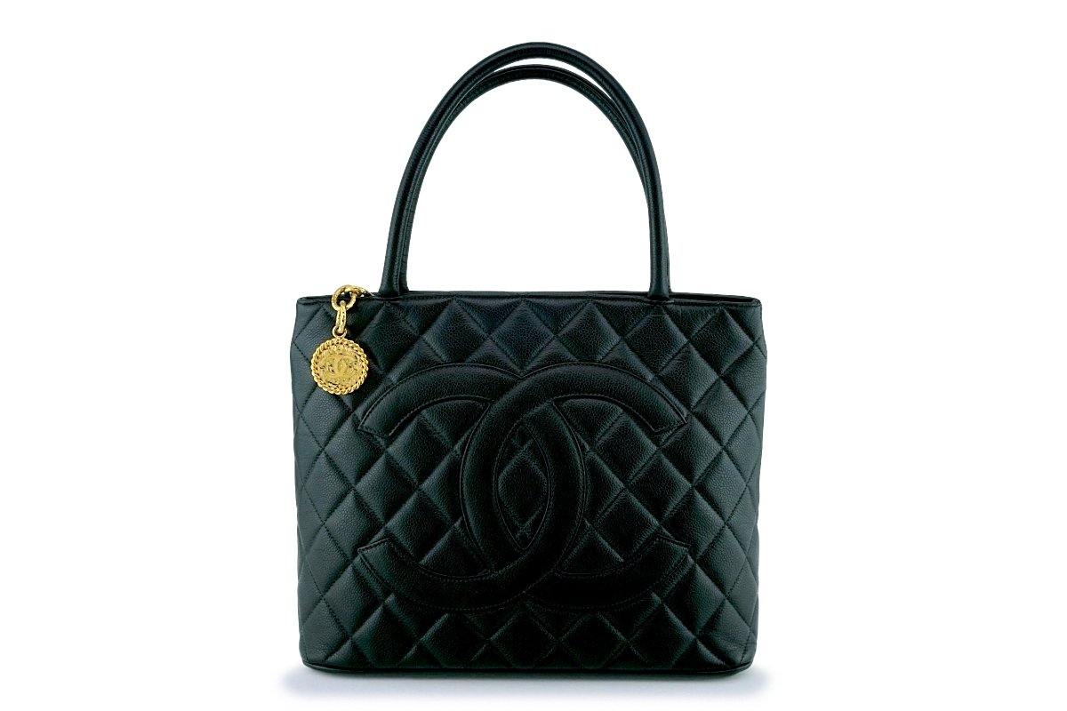 Chanel Black Timeless Classic Caviar Medallion Tote Bag GHW SG8