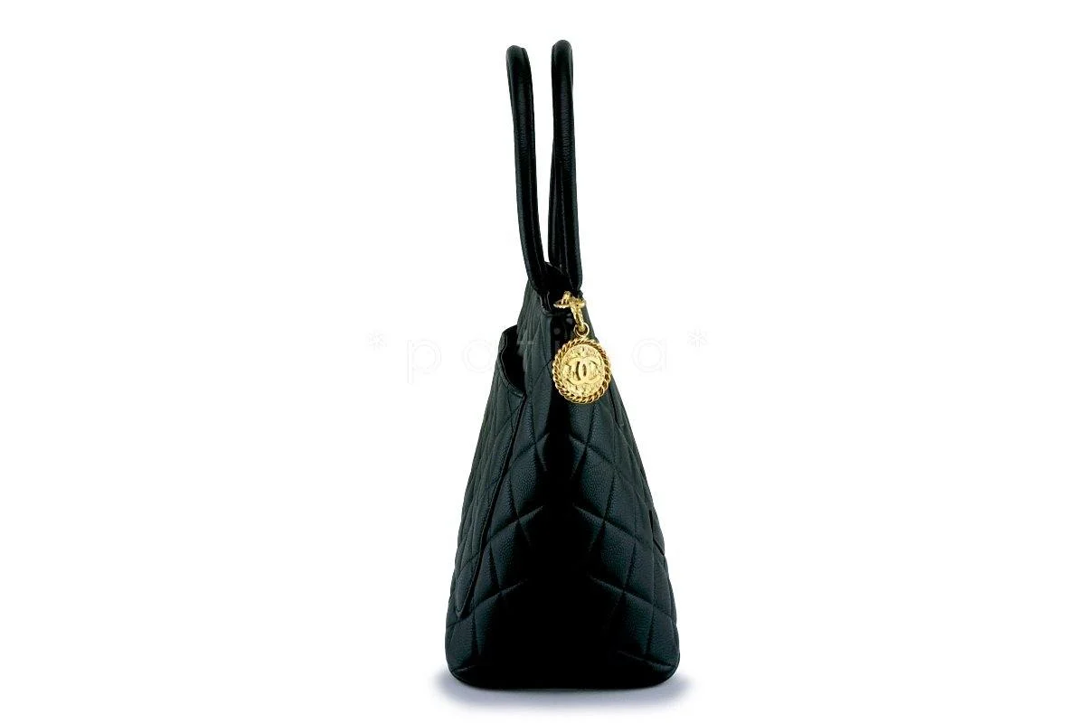 Chanel Black Timeless Classic Caviar Medallion Tote Bag GHW SG8 - Image 3