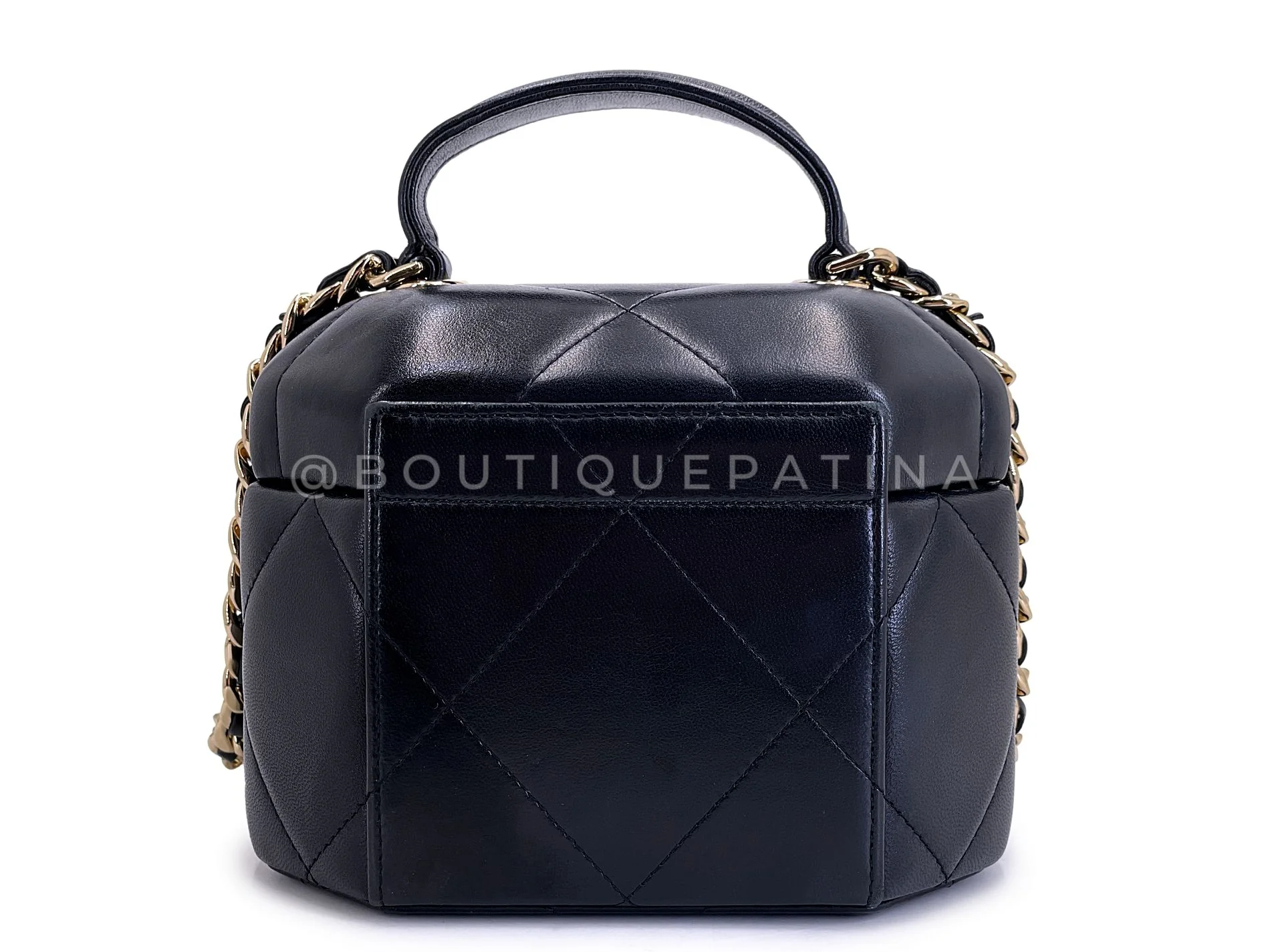 Chanel Black Vendome Hexagon Quilted Soft-Hard Vanity Case Bag GHW KBN - Image 6
