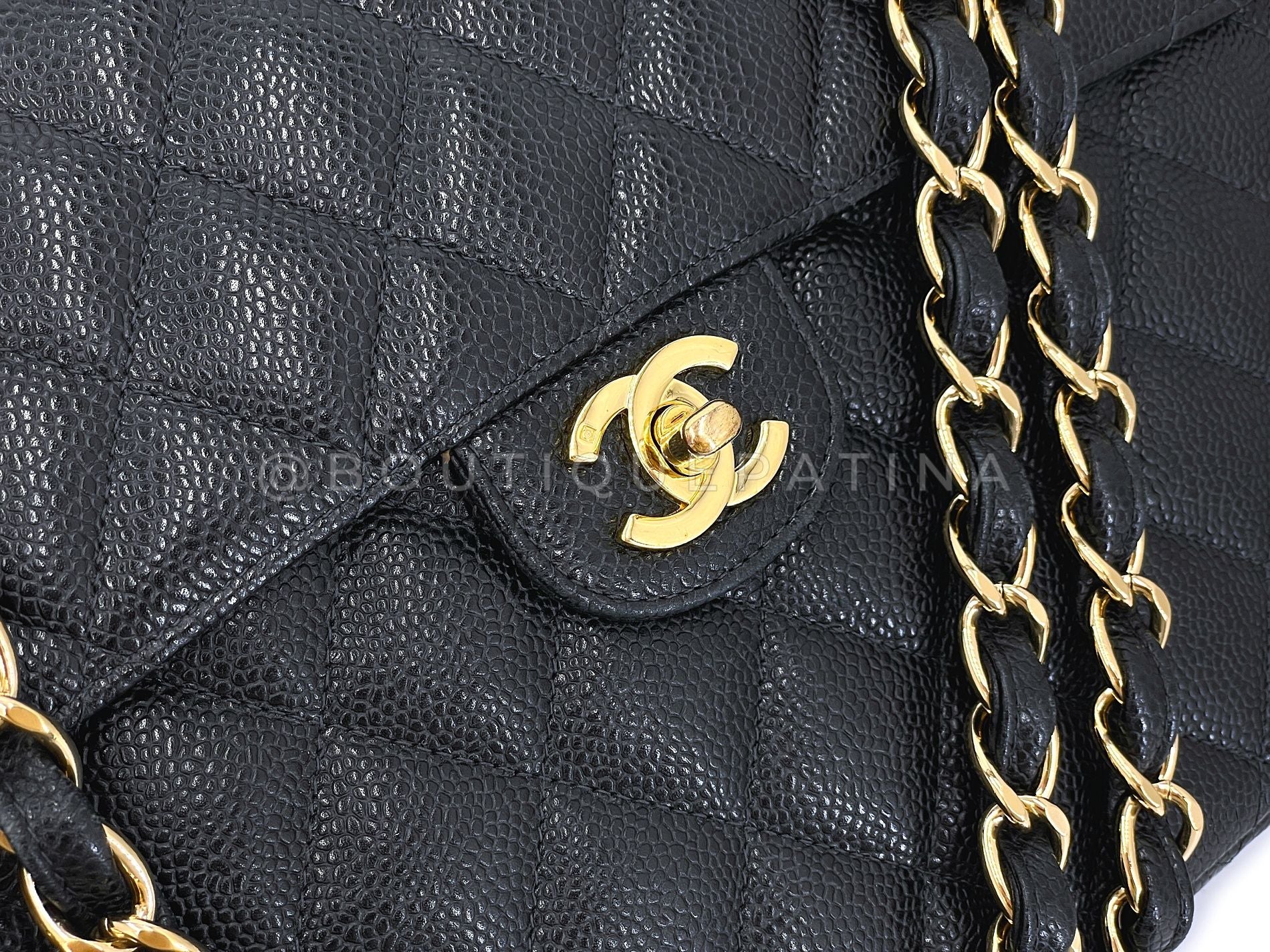 Chanel Black Vintage Caviar Jumbo Flap Bag 2004 Classic 24k GHW UVR - Image 8