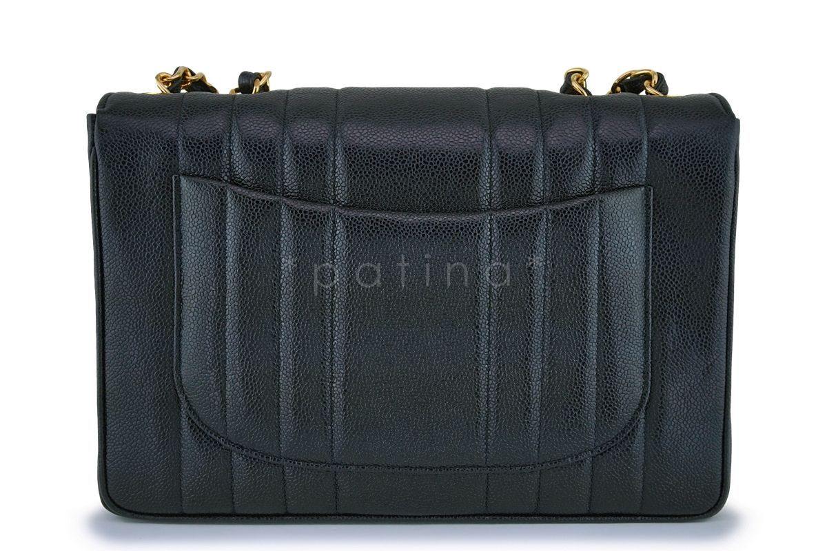 Chanel Black Vintage Caviar Mademoiselle Jumbo Classic Flap Bag 24k GHW - Image 5