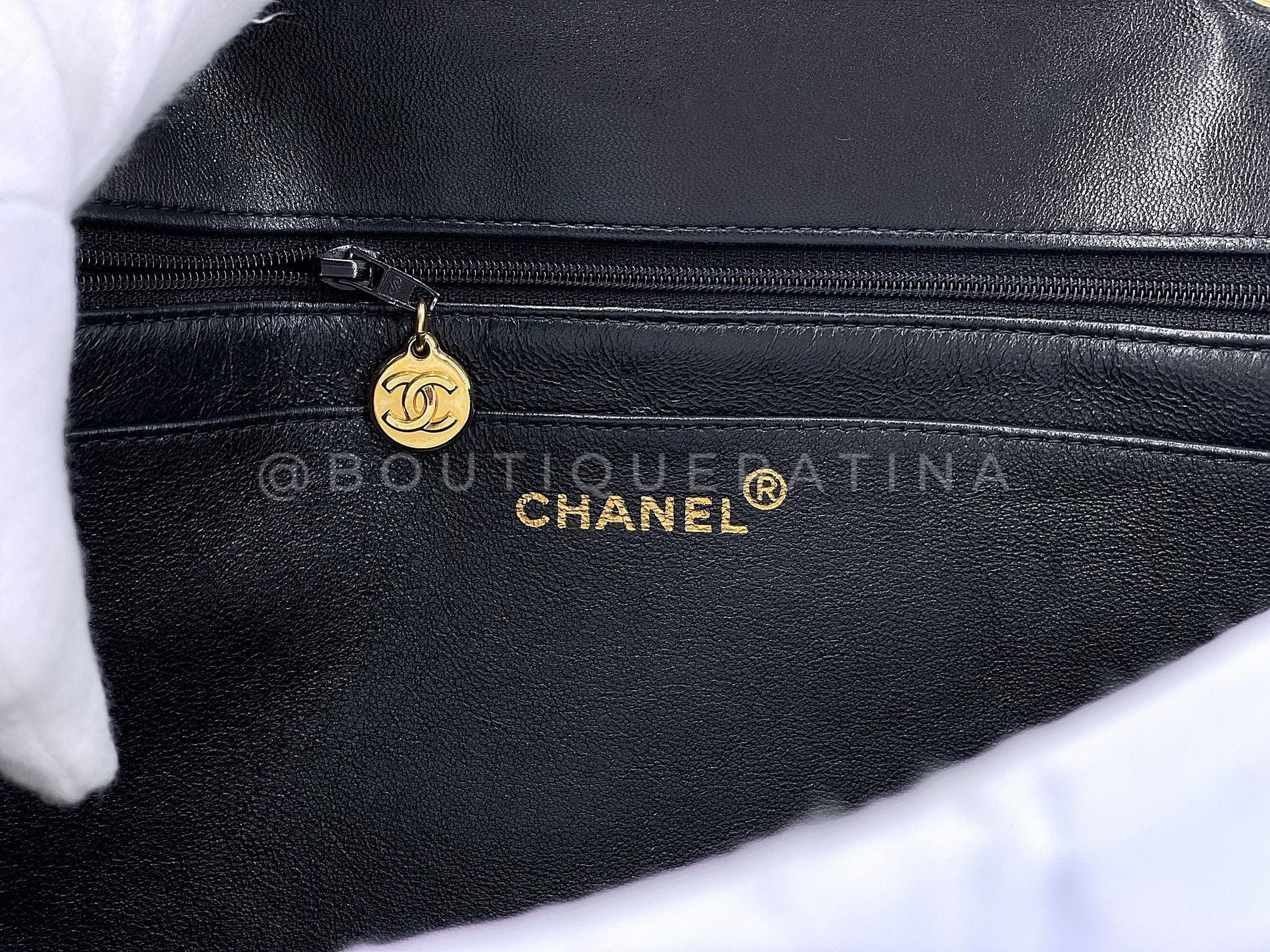 Chanel Black Vintage Jumbo Classic Flap Bag 24k GHW Lambskin GRP - Image 11