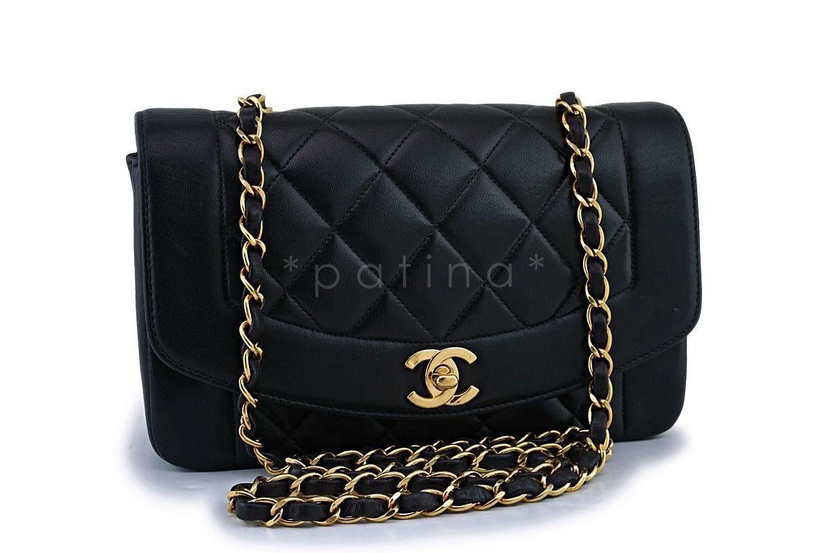 Chanel Black Vintage Lambskin Diana Small Classic Flap Bag 24k GHW - Image 2