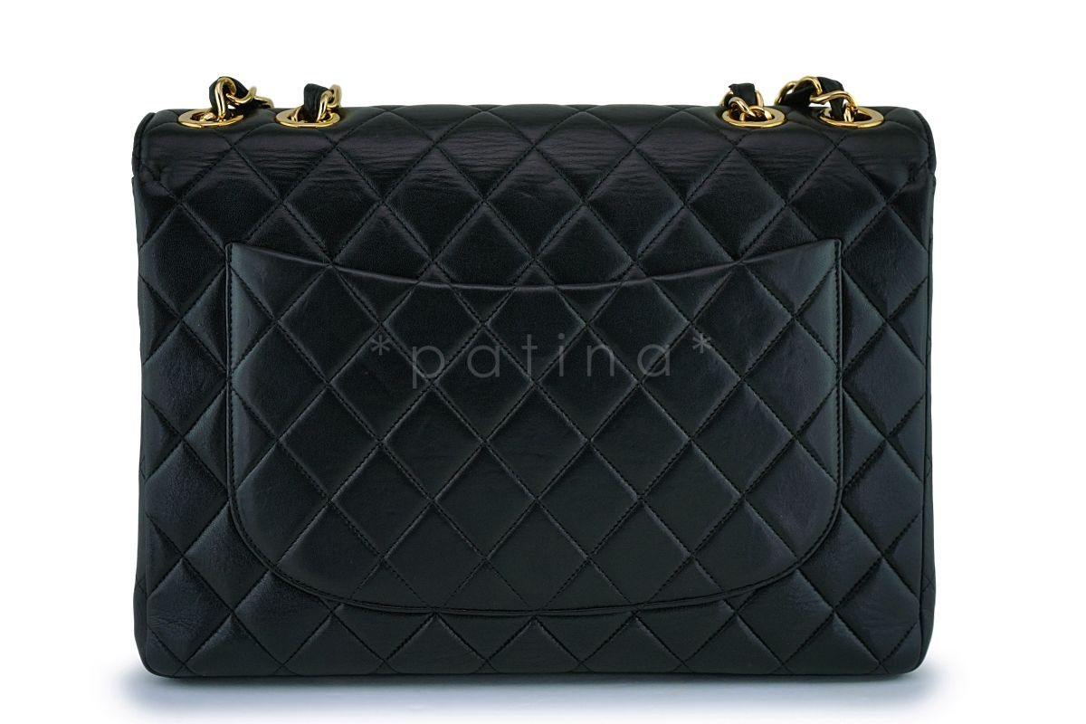 Chanel Black Vintage Lambskin Jumbo Classic Flap Bag 24k GHW - Image 5