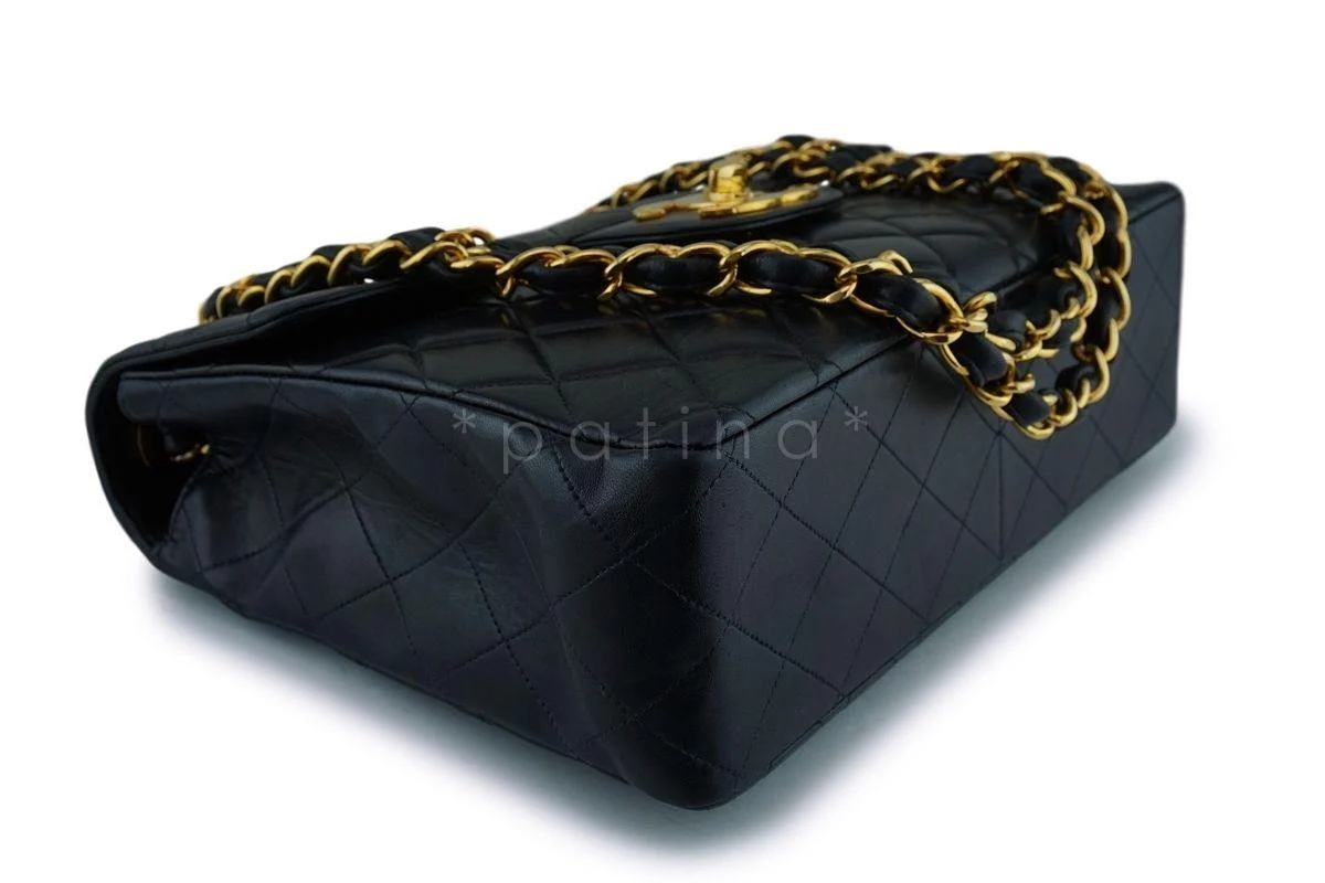 Chanel Black Vintage Lambskin Jumbo Classic Flap Bag 24k GHW - Image 7