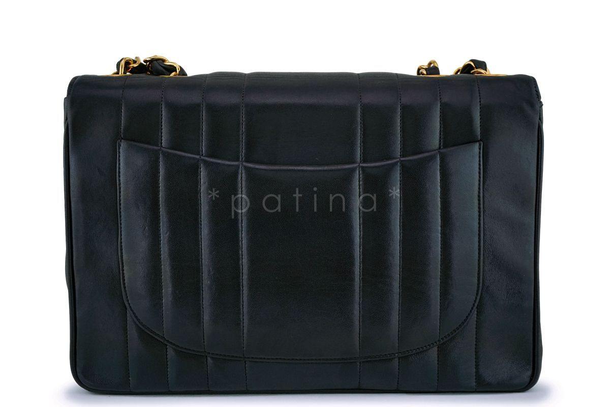 Chanel Black Vintage Lambskin Mademoiselle Jumbo Classic Flap Bag 24k GHW - Image 5