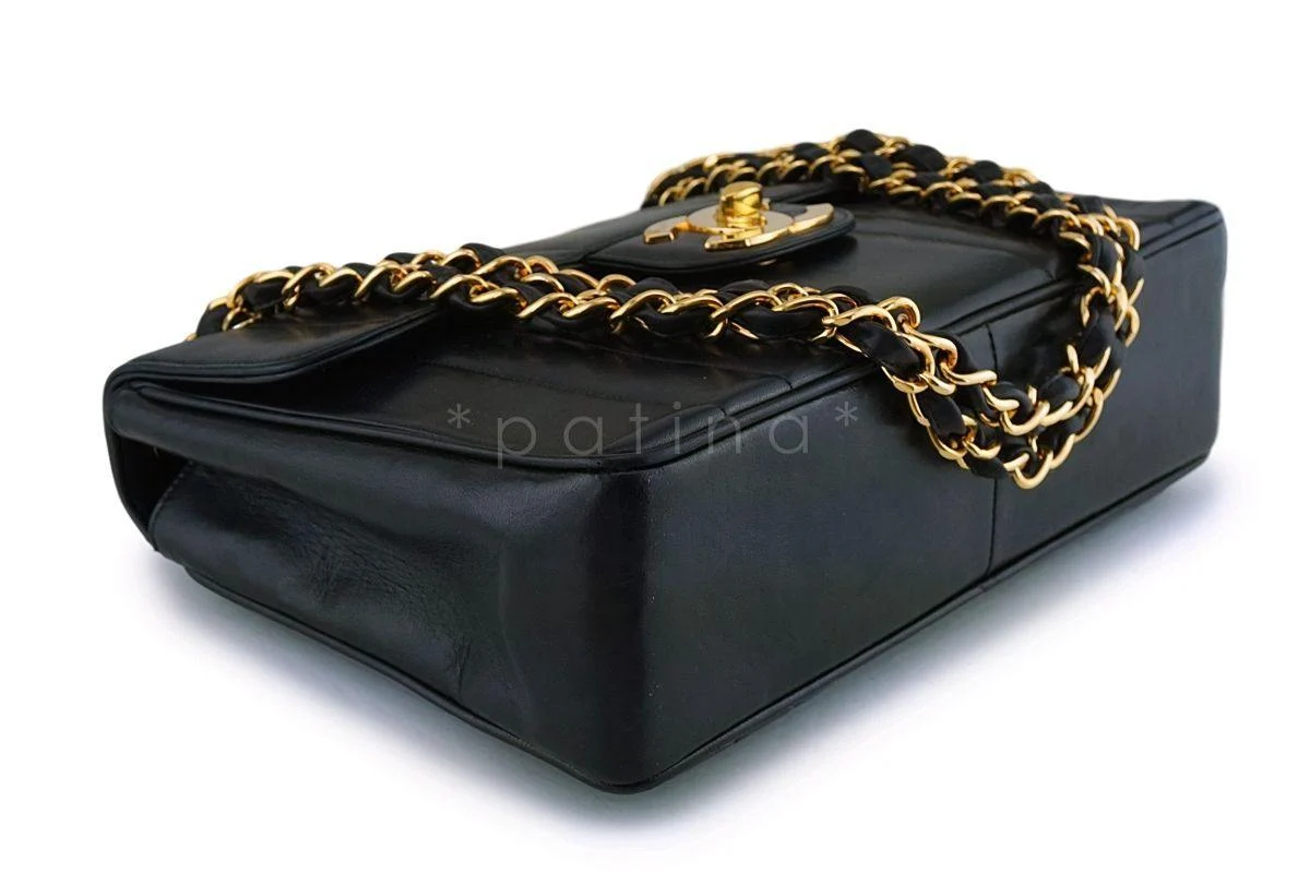 Chanel Black Vintage Lambskin Mademoiselle Jumbo Classic Flap Bag 24k GHW - Image 7