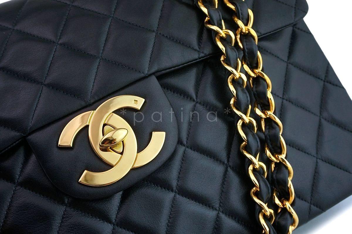 Chanel Black Vintage Lambskin Maxi "Jumbo XL" Classic Flap Bag 24k GHW - Image 8