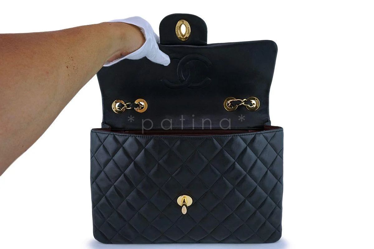 Chanel Black Vintage Lambskin Maxi "Jumbo XL" Classic Flap Bag 24k GHW - Image 9