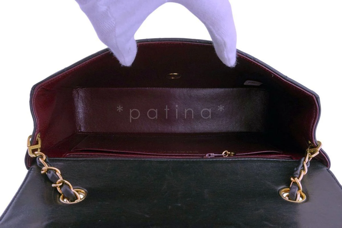 Chanel Black Vintage Lambskin Medium Diana Classic Flap Bag 24k GHW - Image 9