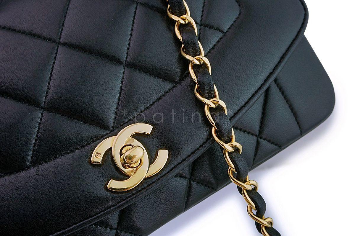 Chanel Black Vintage Lambskin Small Diana Classic Flap Bag 24k GHW - Image 8