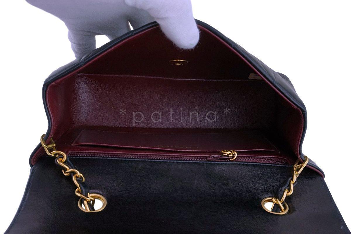 Chanel Black Vintage Lambskin Small Diana Classic Flap Bag 24k GHW - Image 10