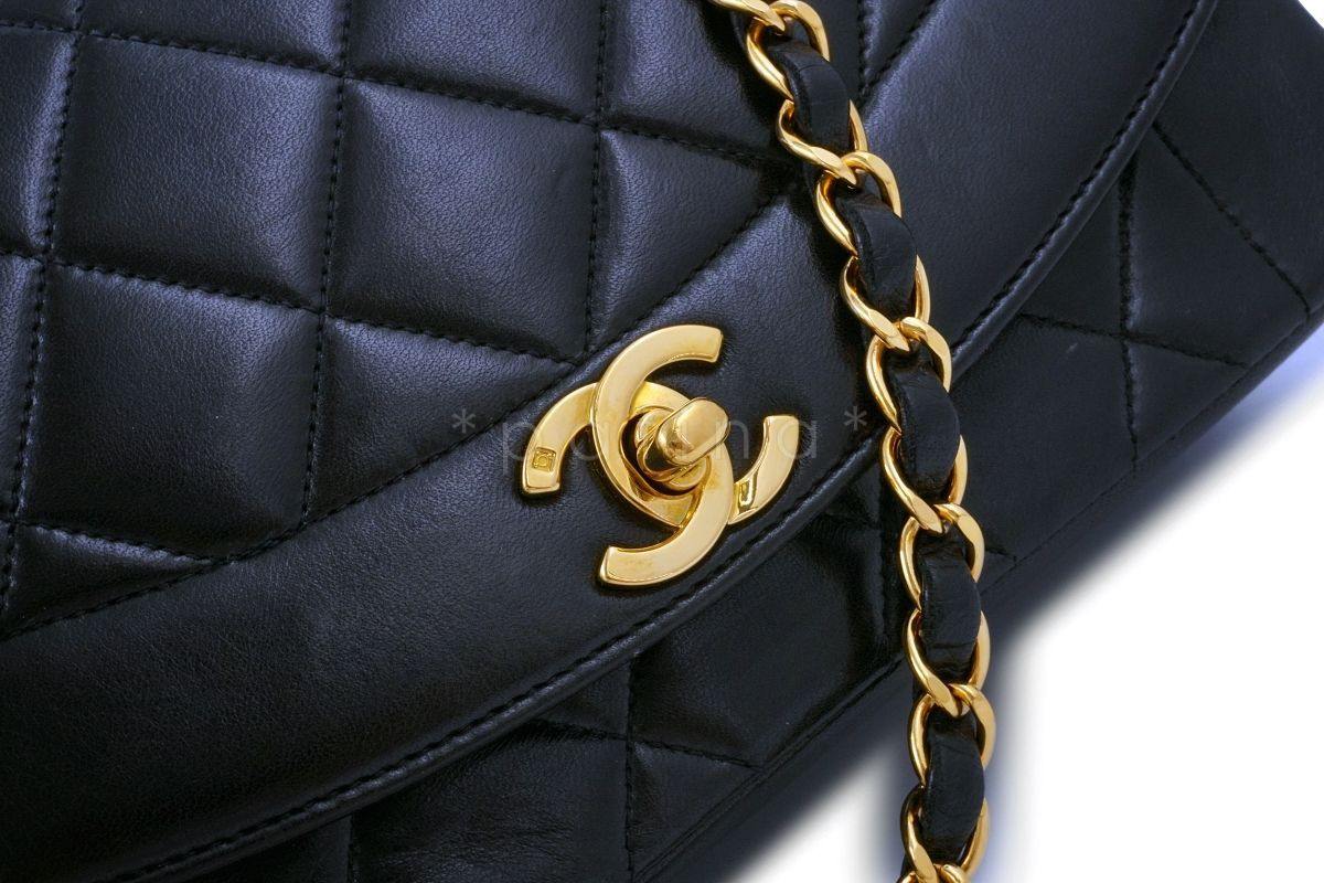 Chanel Black Vintage Lambskin Small Diana Classic Flap Bag 24k GHW - Image 8