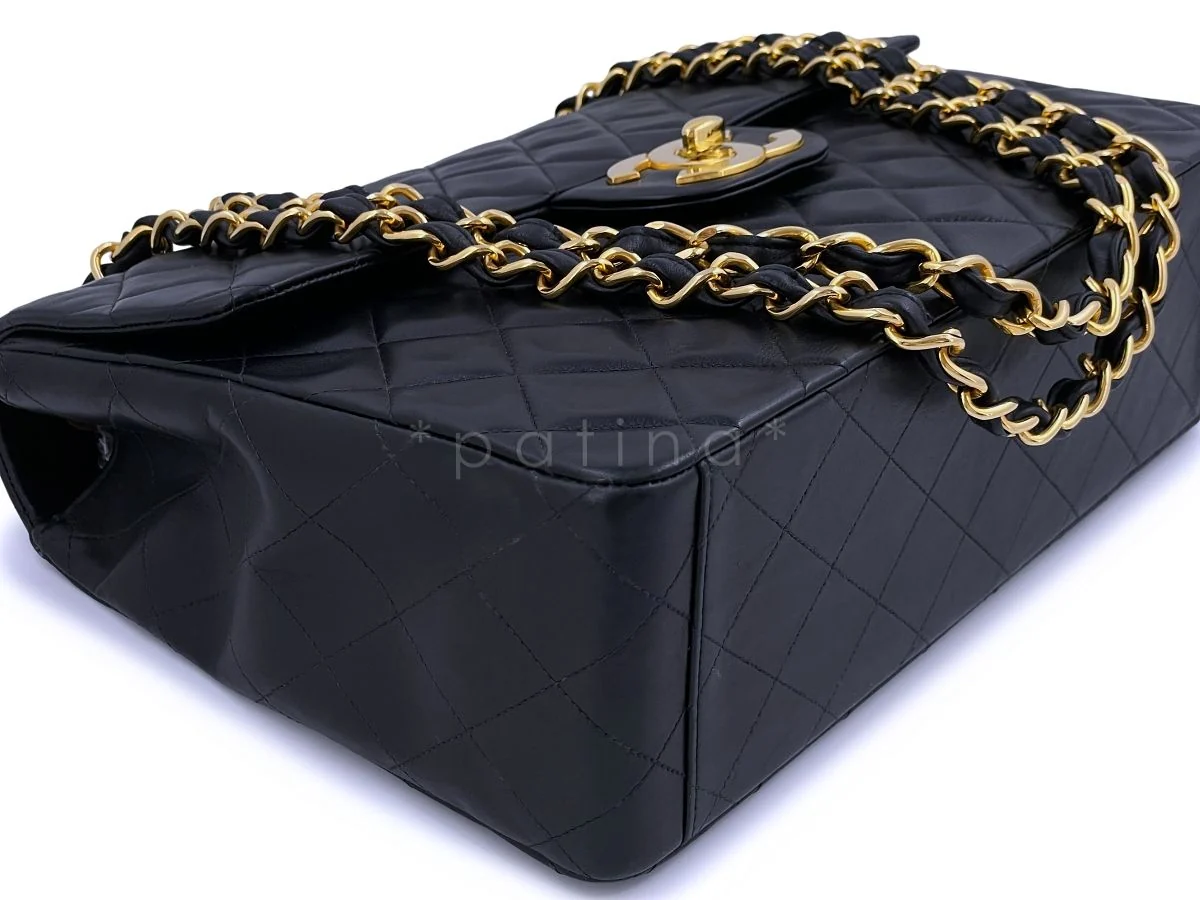 Chanel Black Vintage Maxi "Jumbo XL" Classic Flap Bag 24k GHW Lambskin - Image 7