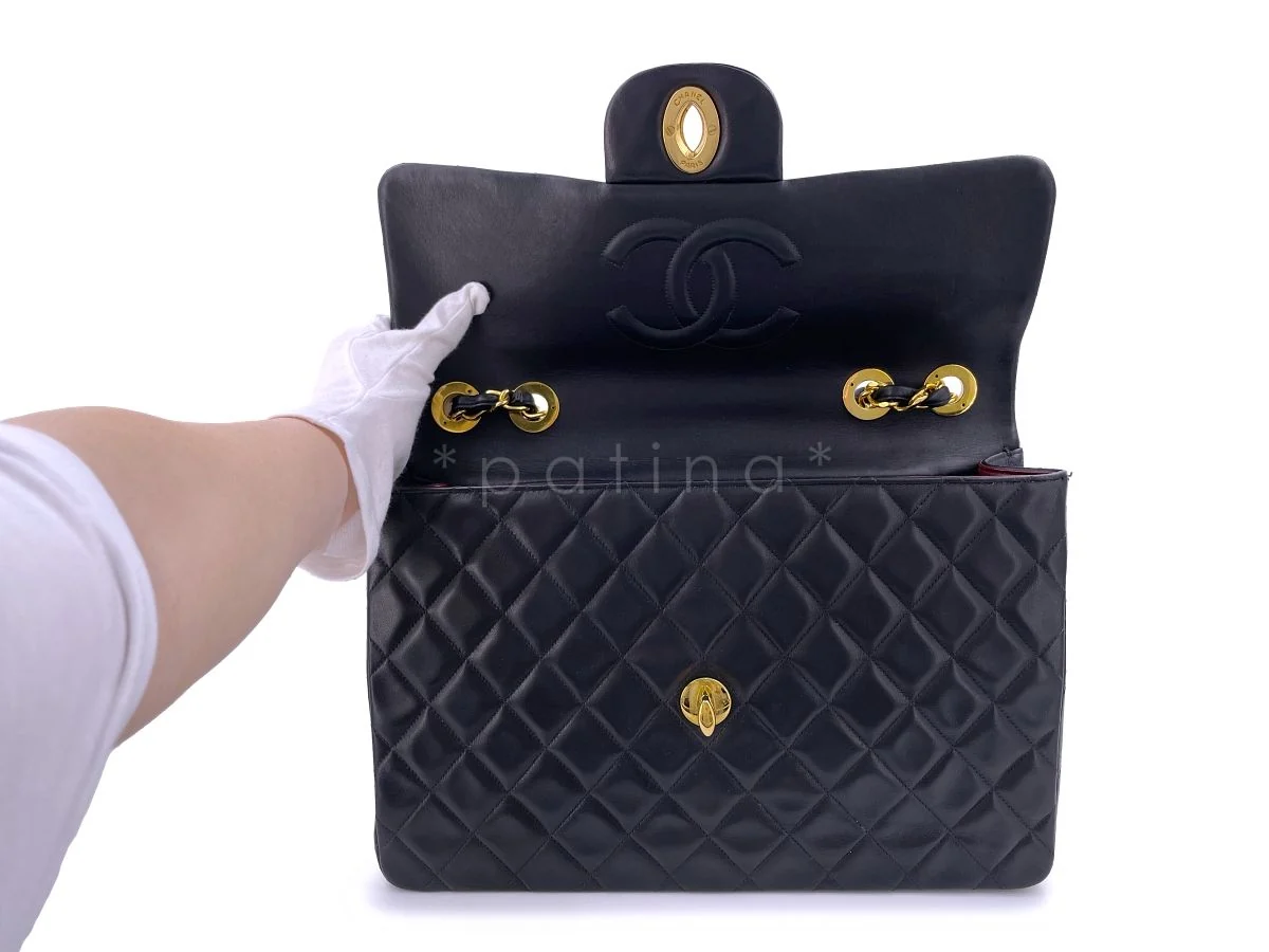 Chanel Black Vintage Maxi "Jumbo XL" Classic Flap Bag 24k GHW Lambskin - Image 9