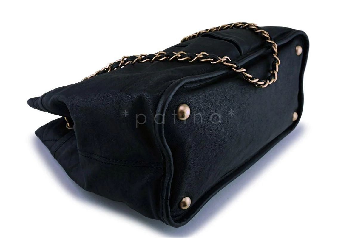Chanel Black Washed Calfskin Pocket Reissue Tote Bag GHW - Image 10