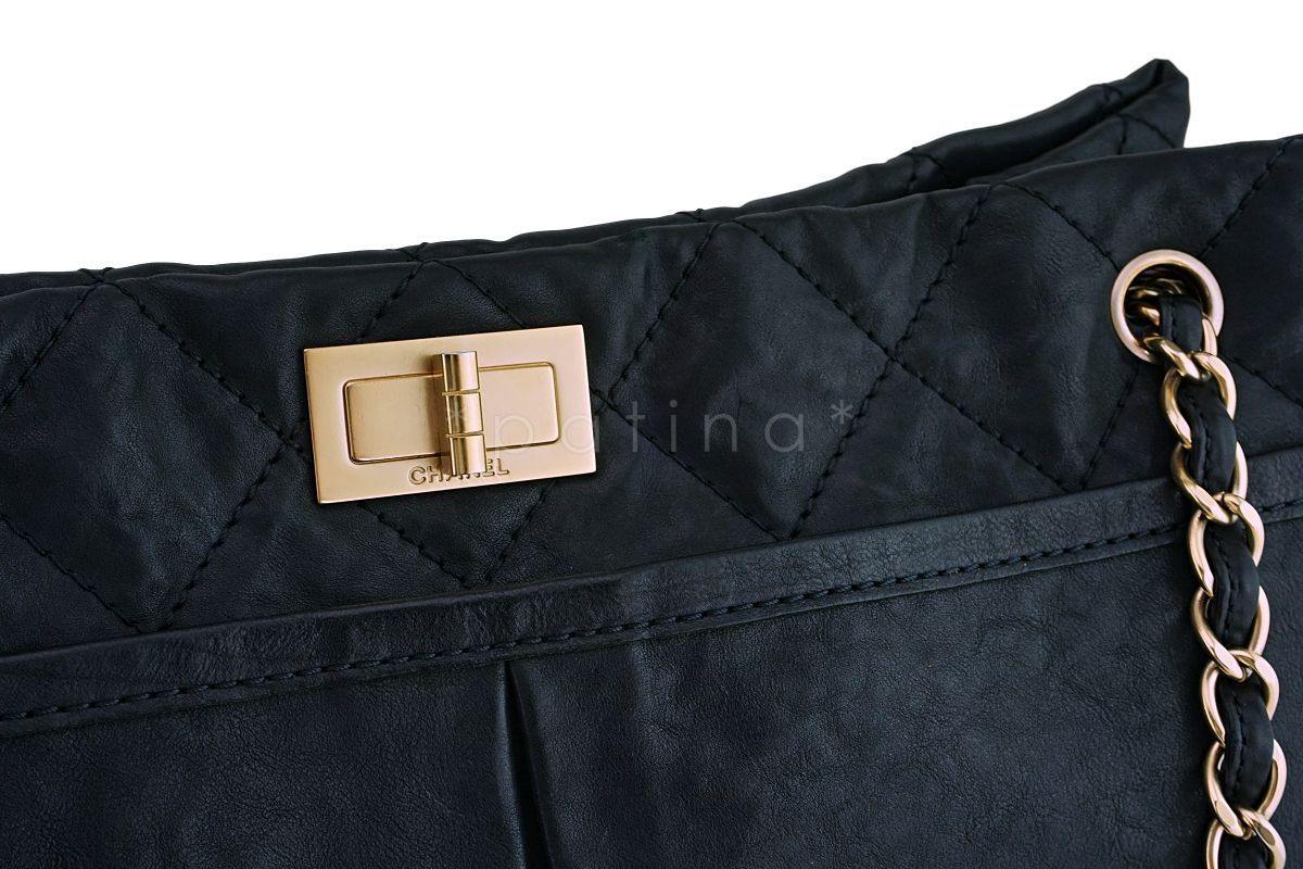 Chanel Black Washed Calfskin Pocket Reissue Tote Bag GHW - Image 6