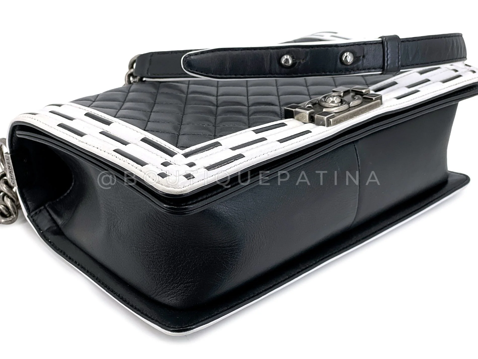 Chanel Black White Geometric Print New Medium Boy Flap Bag RHW 2014 A1B - Image 8