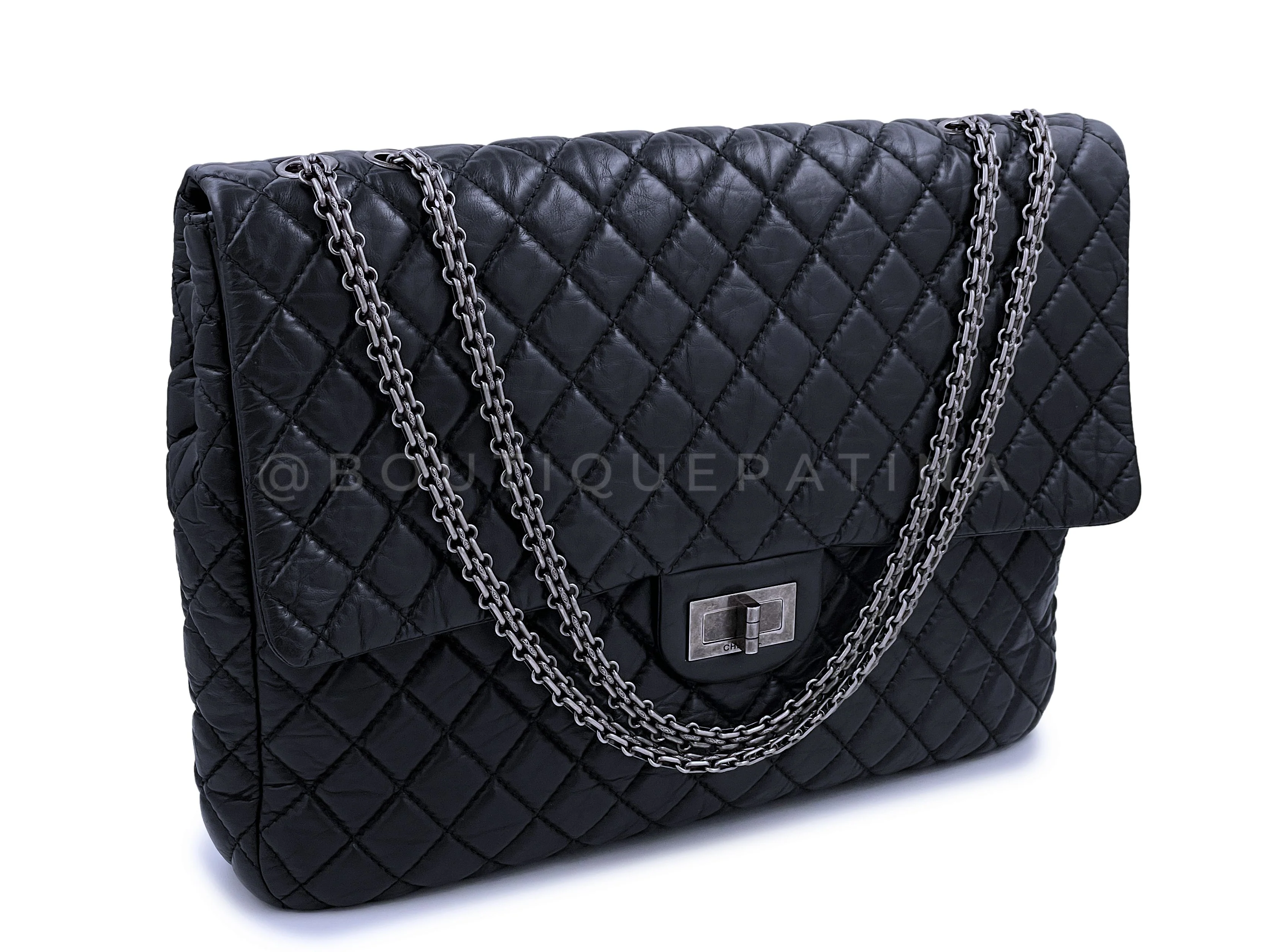 Chanel Black XL Reissue Classic Oversized Flap Bag RHW - Image 2