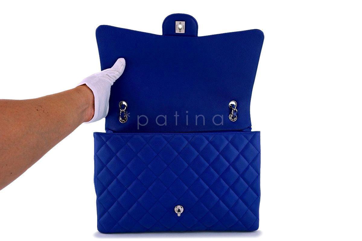 Chanel Blue Caviar Maxi "Jumbo XL" Classic Flap Bag SHW - Image 9