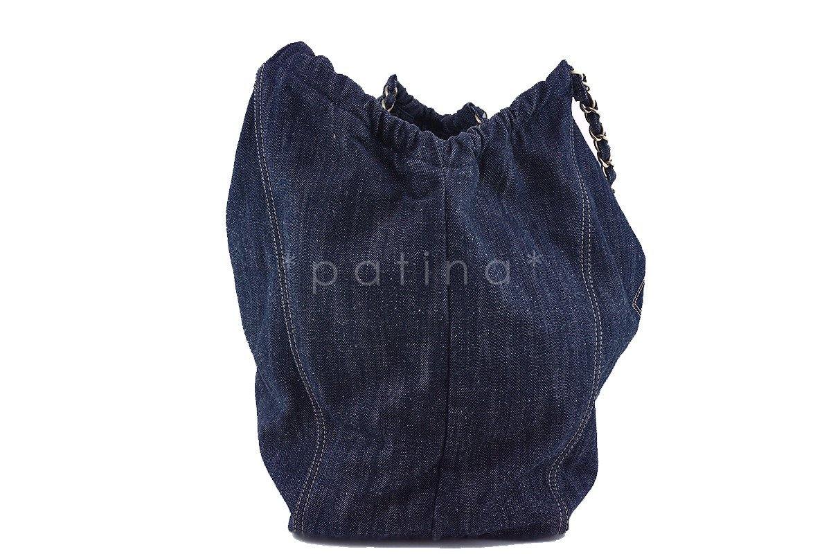 Chanel Blue Dark Denim XL Giant Coco Cabas Tote Bag - Image 4