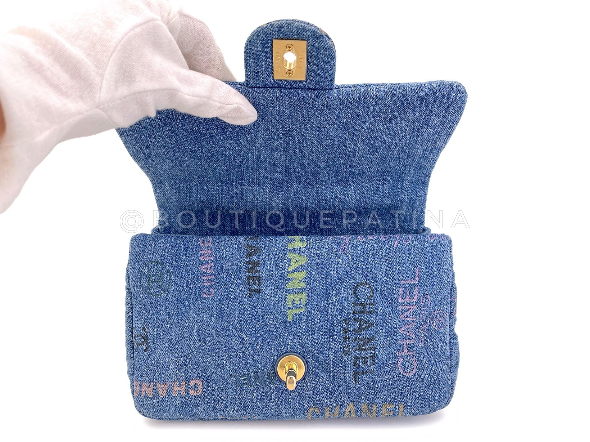Chanel Blue Denim Mood Rectangular Mini Flap Bag GHW 00Q - Image 10
