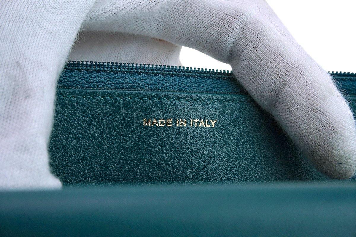 Chanel Blue-Green Classic Quilted WOC Wallet on Chain Flap Bag - Image 11