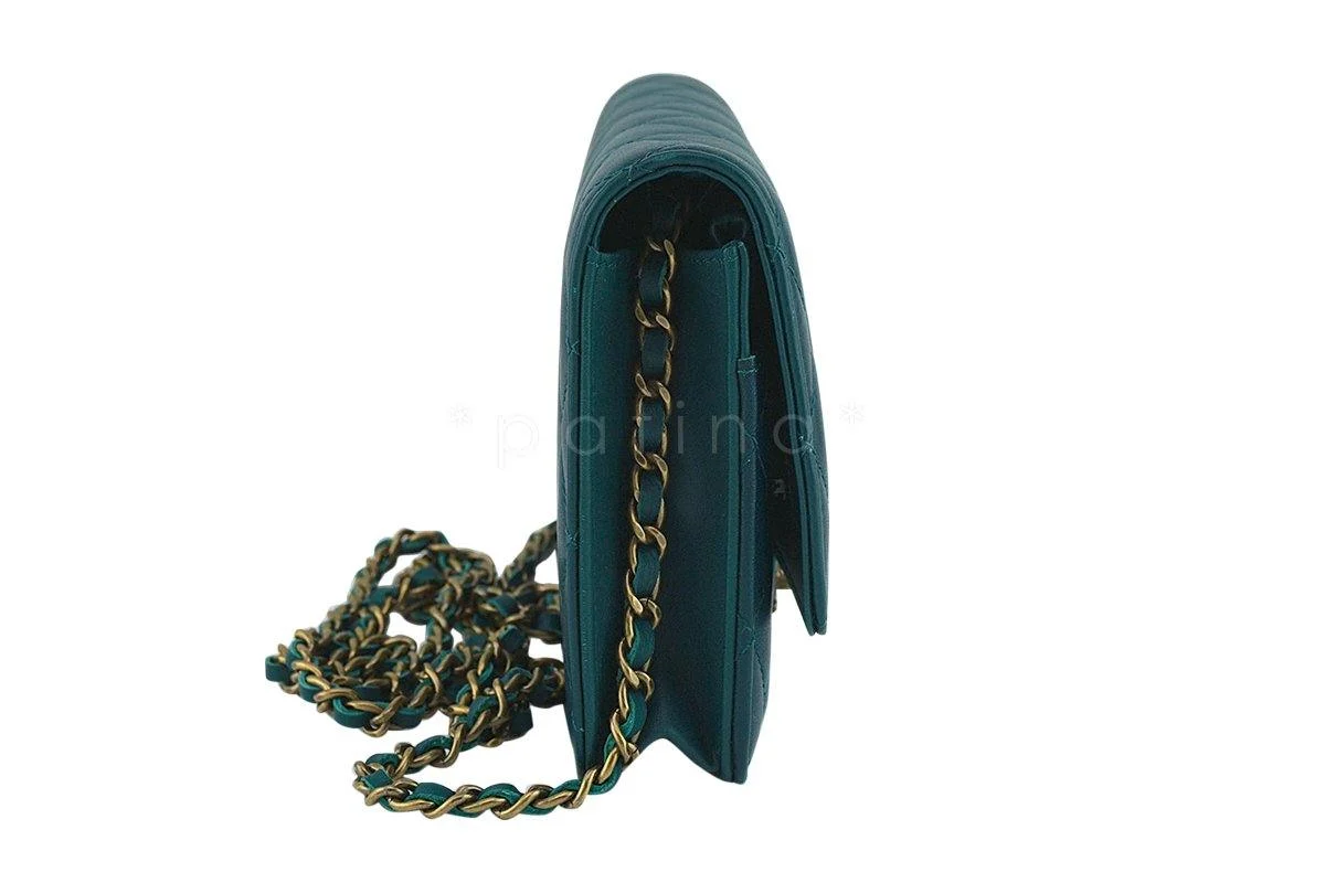 Chanel Blue-Green Classic Quilted WOC Wallet on Chain Flap Bag - Image 4