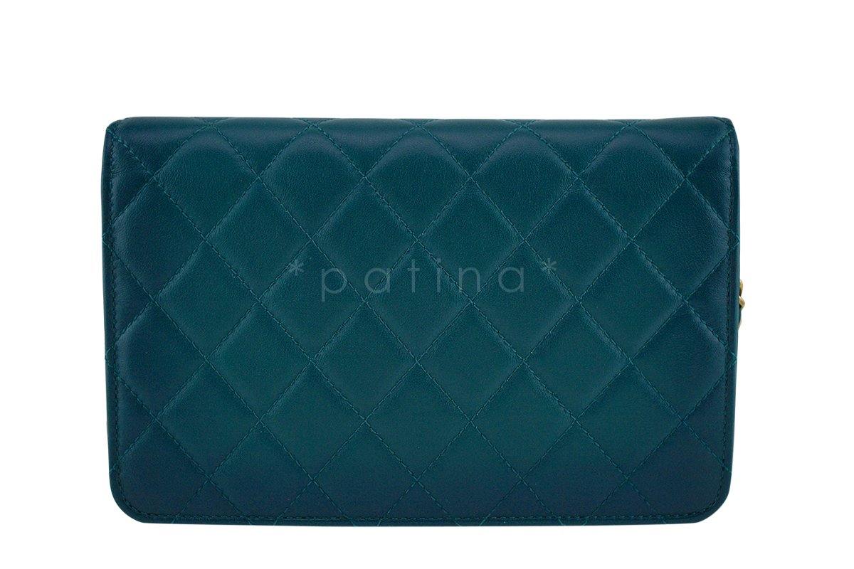 Chanel Blue-Green Classic Quilted WOC Wallet on Chain Flap Bag - Image 5