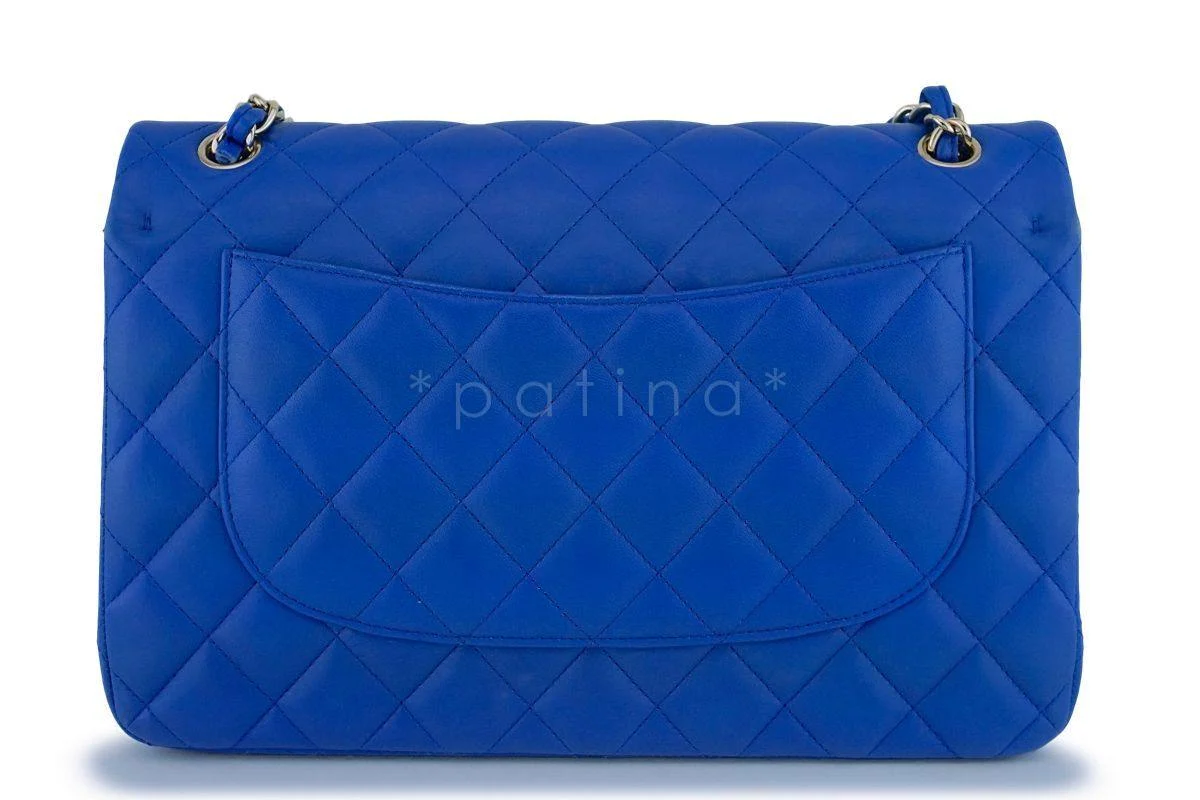 Chanel Blue Lambskin Jumbo Classic Double Flap Bag GHW - Image 5