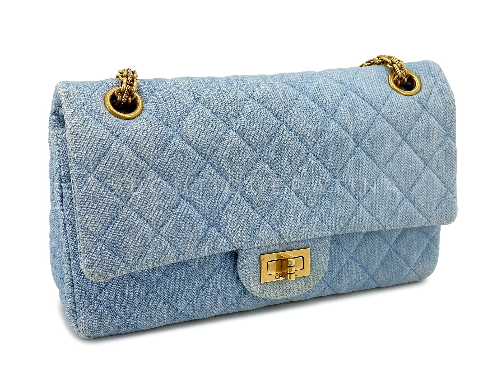 Chanel Blue Reissue Flap Bag 226 Double Flap 2.55 Medium-Large GHW 2016 TI8 - Image 3