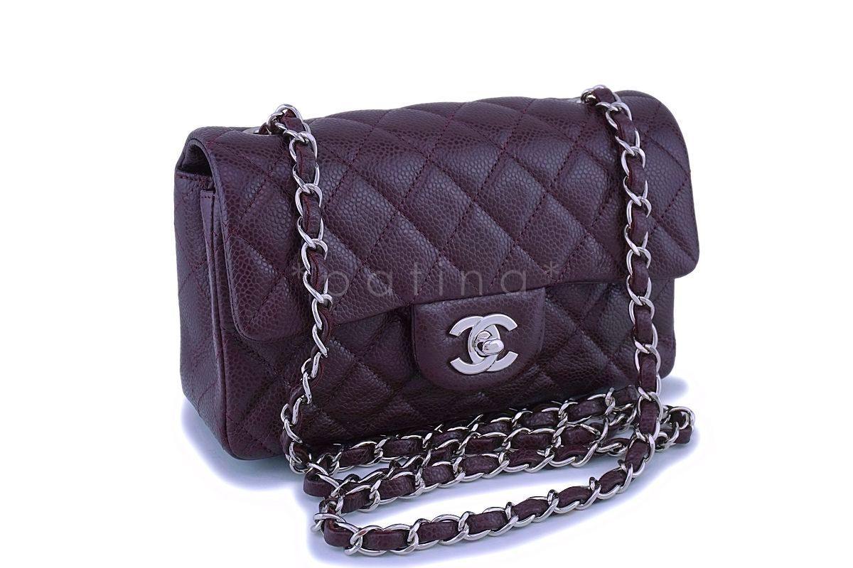 Chanel Burgundy Caviar Rectangular Classic Mini Flap Bag SHW - Image 2