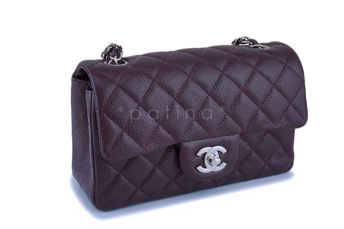 Chanel Burgundy Caviar Rectangular Classic Mini Flap Bag SHW - Image 3