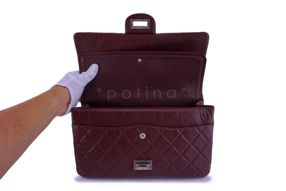 Chanel Burgundy Red 2.55 Classic Reissue 227 Large Jumbo Flap Bag RHW - Image 9