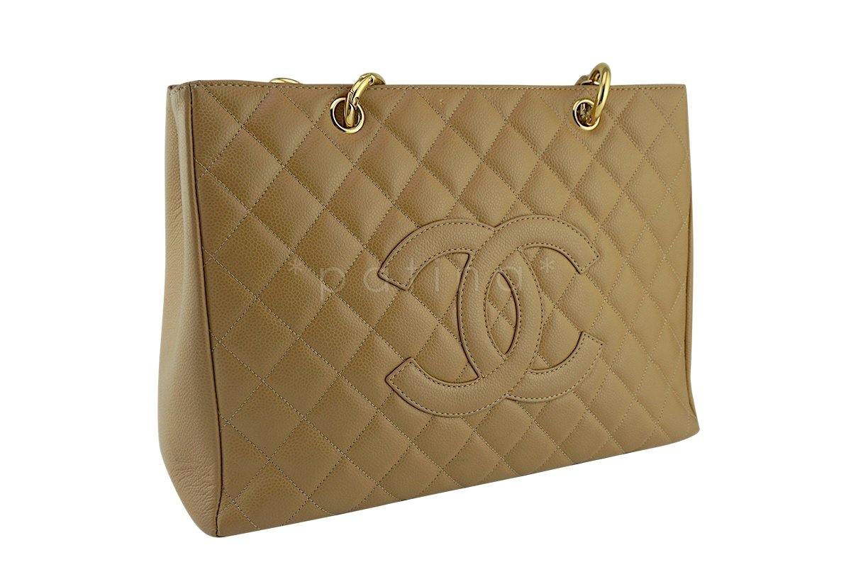 Chanel Camel Beige Caviar Classic Grand Shopper Tote GST Bag - Image 3