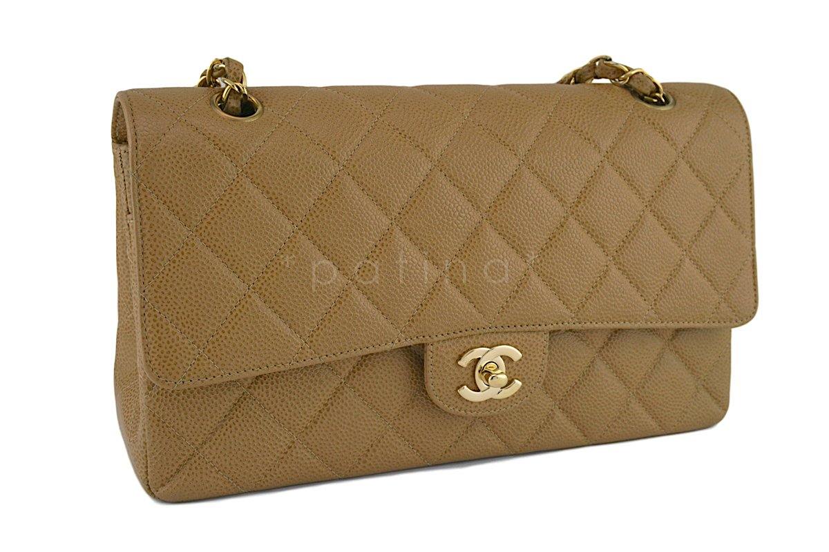 Chanel Camel Beige Caviar Medium Classic 2.55 Double Flap Bag GHW - Image 3