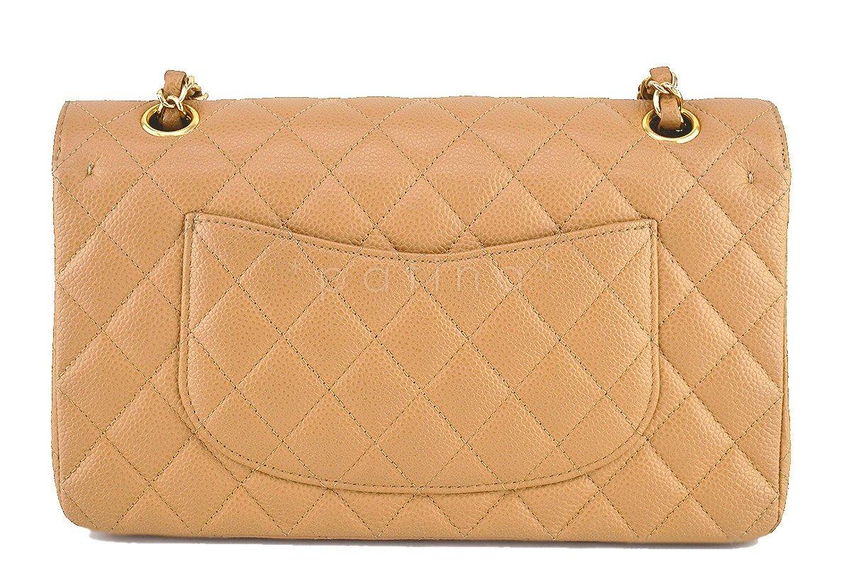 Chanel Camel Beige Caviar Medium Classic 2.55 Double Flap Bag GHW - Image 5