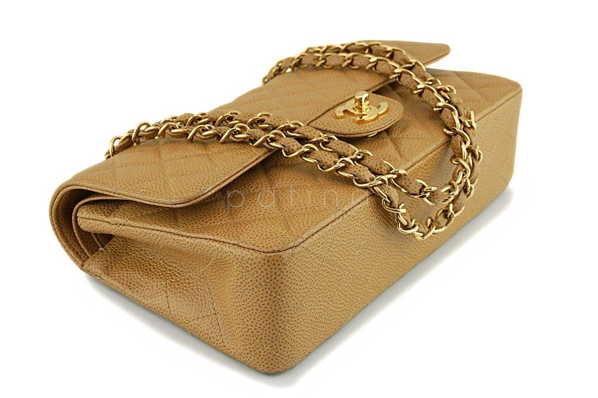 Chanel Camel Beige Caviar Medium Classic Double Flap Bag 24k GHW - Image 7