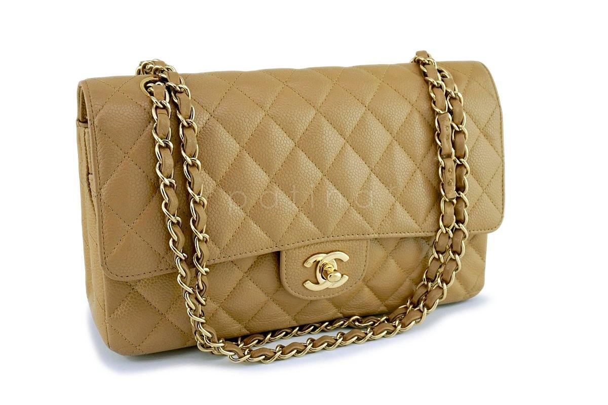 Chanel Camel Beige Caviar Medium Classic Double Flap Bag 24k GHW - Image 2
