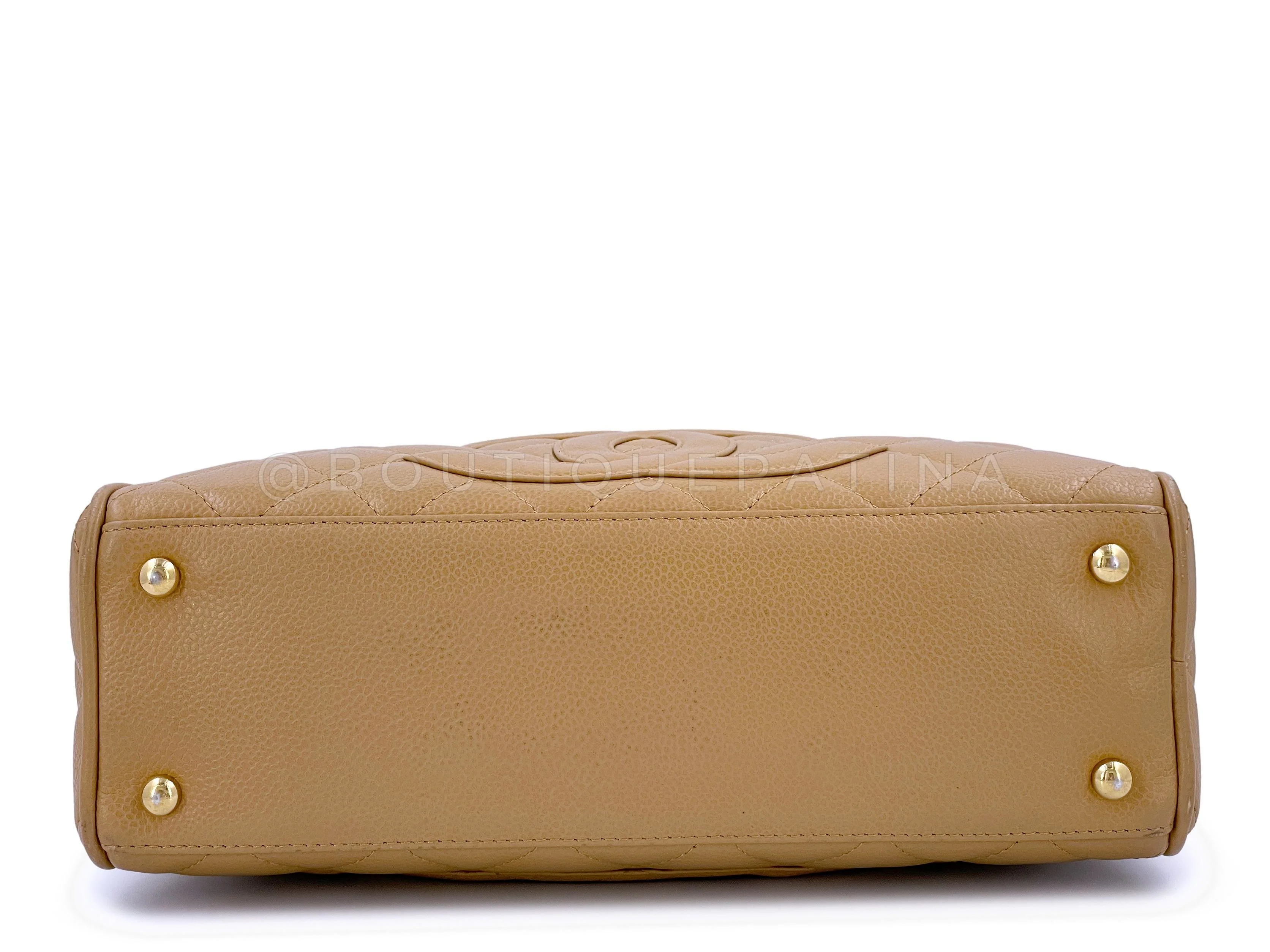Chanel Camel Beige Caviar Quilted Small Mini Bowler Bag - Image 5