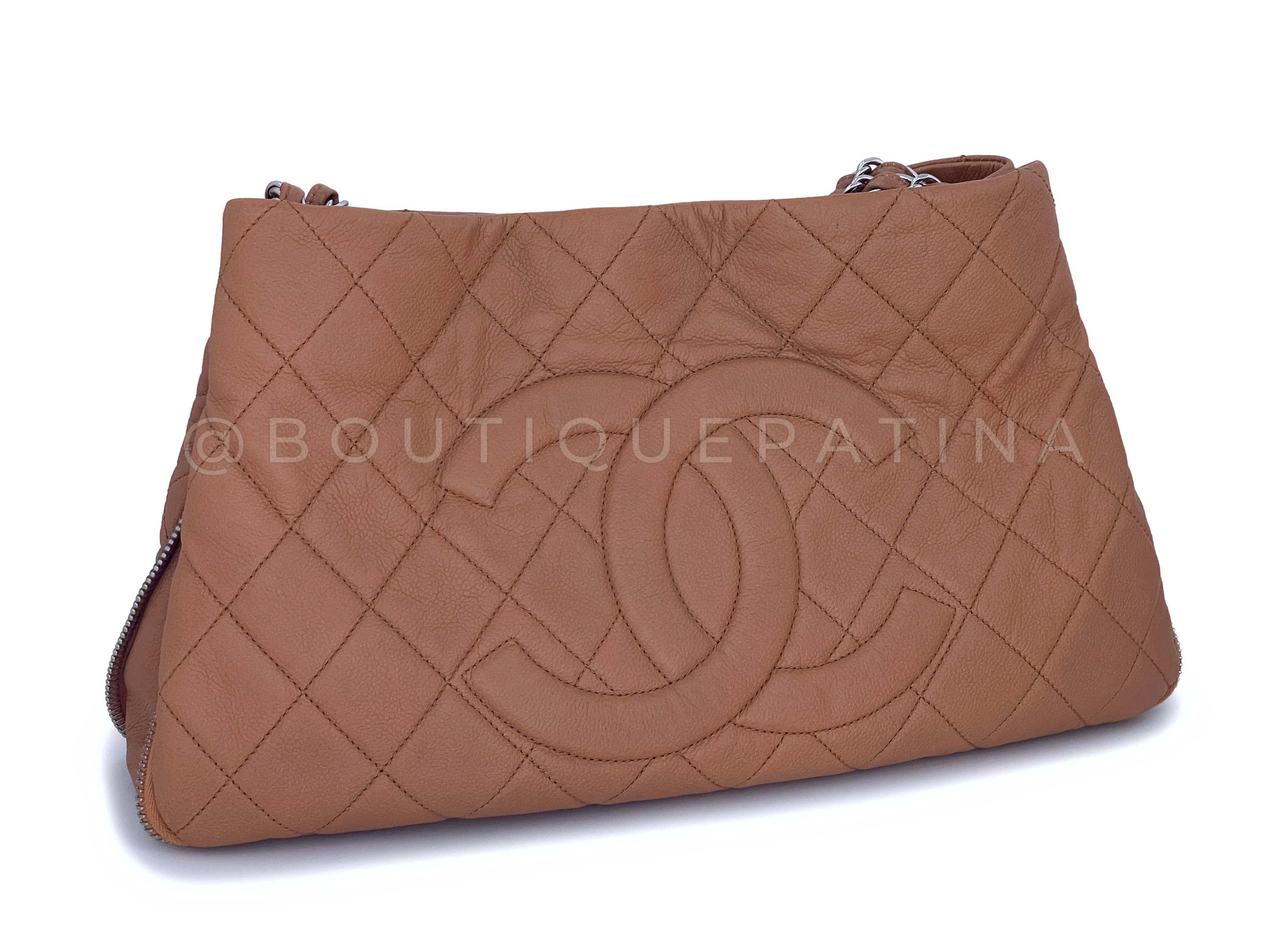 Chanel Caramel Beige-Brown Caviar Large Timeless Shopper Tote Bag SHW - Image 3