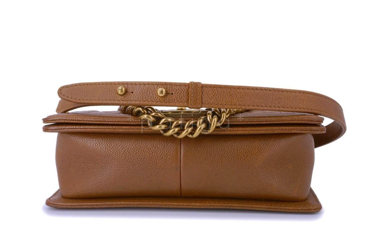 Chanel Caramel Camel Brown Caviar Medium Classic Boy Flap Bag - Image 7