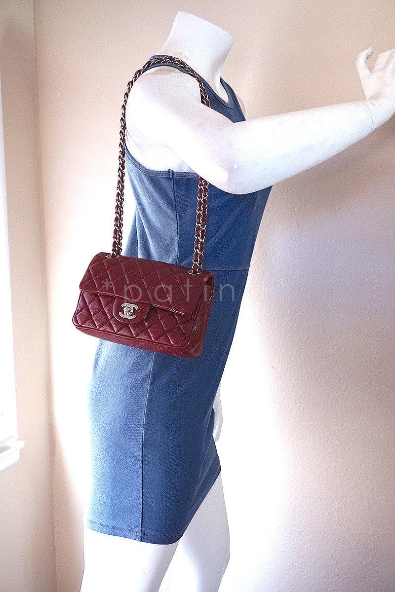 Chanel Caviar Dark Red Classic Quilted Rectangular Mini 2.55 Flap Bag - Image 14